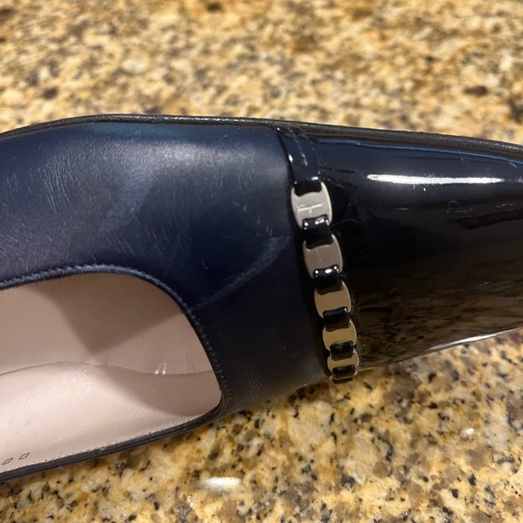 Vintage Salvatore Ferragamo Boutique Blue Low Heel Dress Shoes 8AA Narrow - Picture 11 of 12